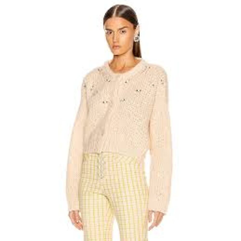 Creamy Sandy Liang cropped post cardigan in  Panacotta - size XS